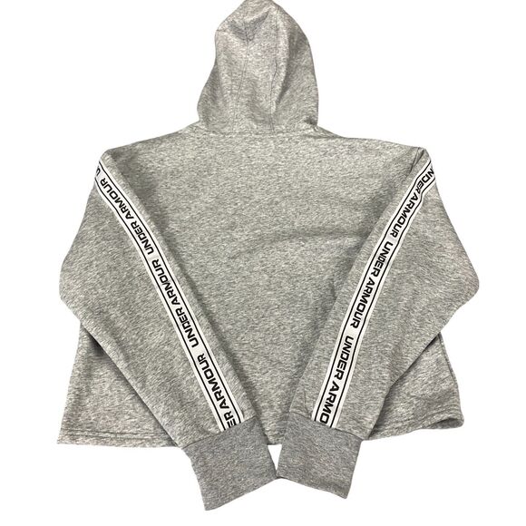 Under Armour Crop Hoodie Women's SM Heather Gray Fleece Lined Loose Fit Pullover - Picture 2 of 15